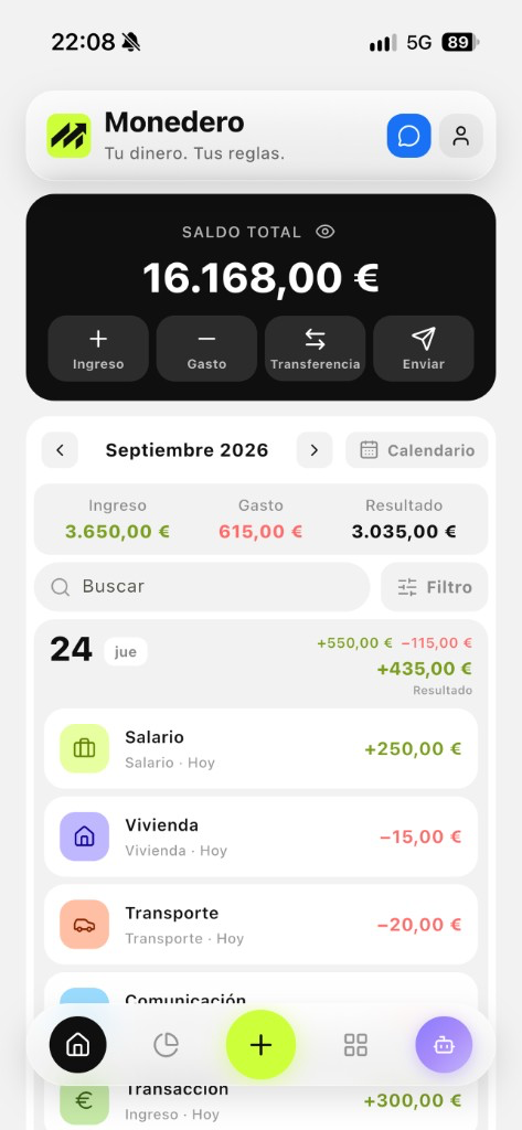 Monedero home